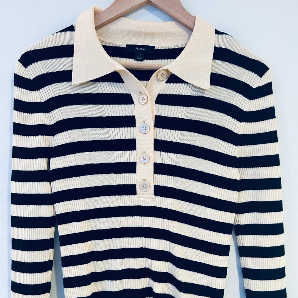 J.Crew Collared silk-blend sweater in stripe